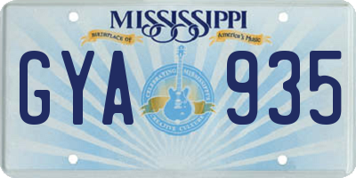 MS license plate GYA935
