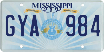MS license plate GYA984