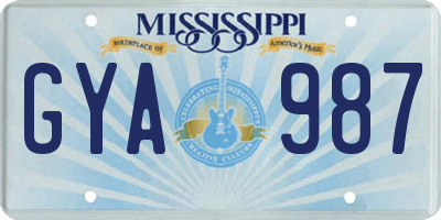 MS license plate GYA987