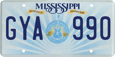 MS license plate GYA990
