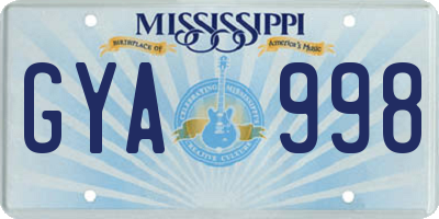 MS license plate GYA998