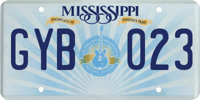 MS license plate GYB023