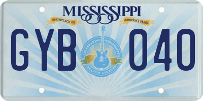 MS license plate GYB040