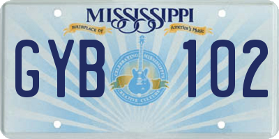 MS license plate GYB102