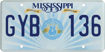 MS license plate GYB136