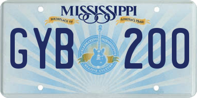 MS license plate GYB200