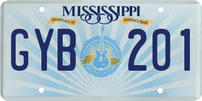 MS license plate GYB201