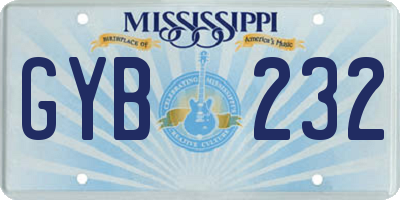 MS license plate GYB232