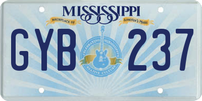 MS license plate GYB237