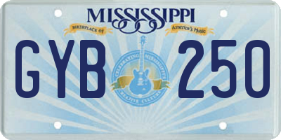 MS license plate GYB250
