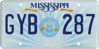MS license plate GYB287