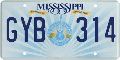 MS license plate GYB314