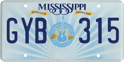 MS license plate GYB315
