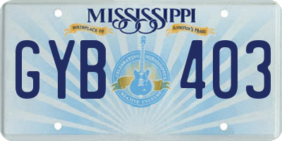 MS license plate GYB403