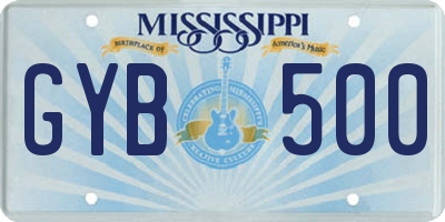 MS license plate GYB500