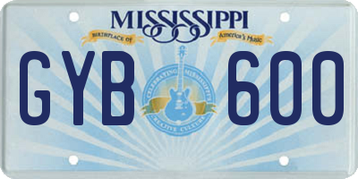 MS license plate GYB600