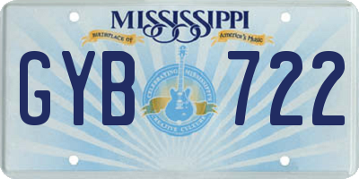 MS license plate GYB722