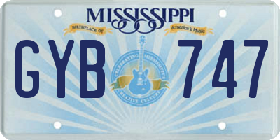 MS license plate GYB747