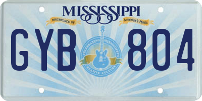 MS license plate GYB804