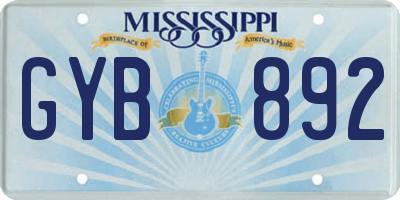 MS license plate GYB892