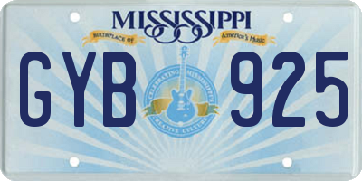 MS license plate GYB925