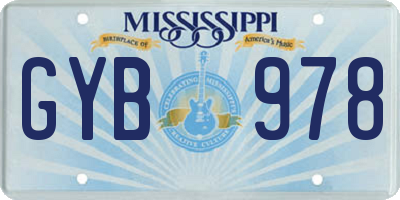 MS license plate GYB978