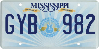 MS license plate GYB982