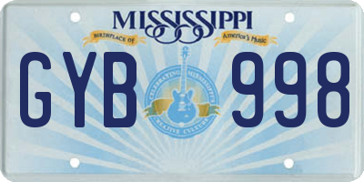 MS license plate GYB998