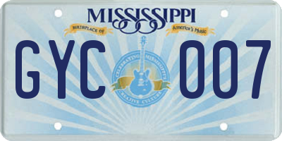MS license plate GYC007