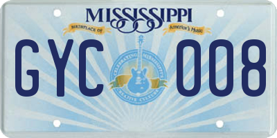 MS license plate GYC008