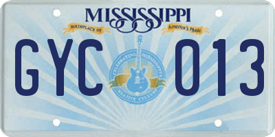MS license plate GYC013