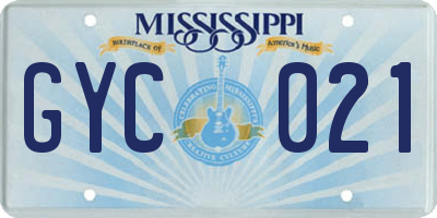 MS license plate GYC021