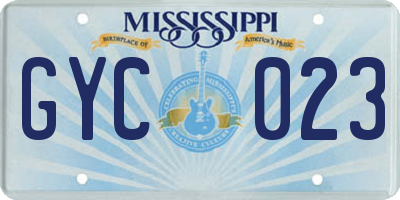 MS license plate GYC023