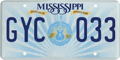 MS license plate GYC033