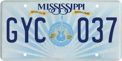 MS license plate GYC037