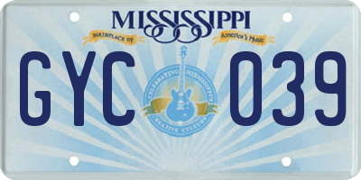 MS license plate GYC039
