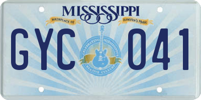 MS license plate GYC041