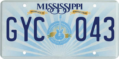 MS license plate GYC043