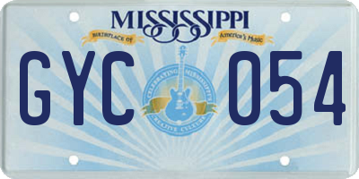 MS license plate GYC054