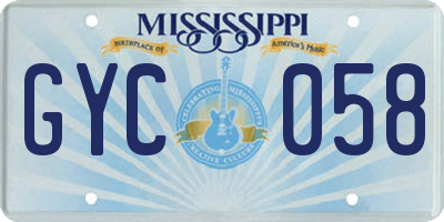 MS license plate GYC058