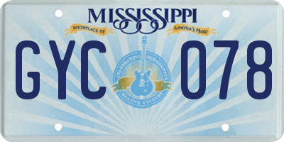 MS license plate GYC078
