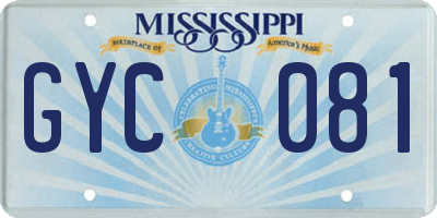 MS license plate GYC081