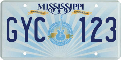 MS license plate GYC123