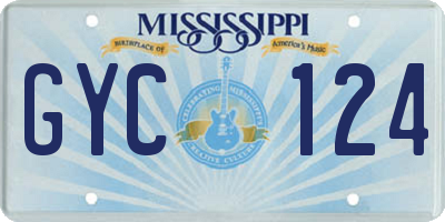 MS license plate GYC124
