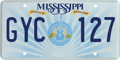 MS license plate GYC127