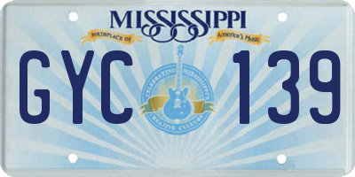 MS license plate GYC139