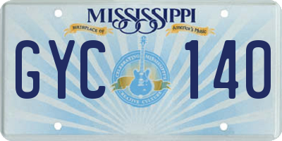 MS license plate GYC140