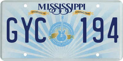 MS license plate GYC194
