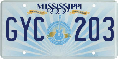 MS license plate GYC203