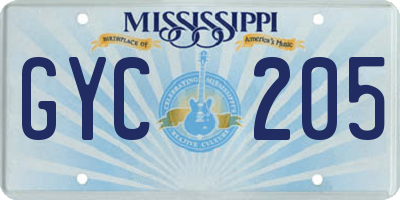 MS license plate GYC205